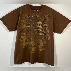 Vintage 2009 Y2K Miami Ink Tattoo Skull Crazy Grunge Men’s T Shirt Size Large